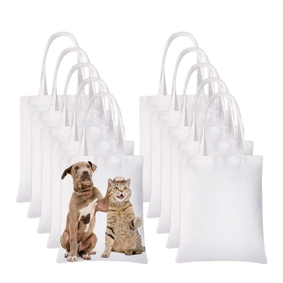 Tote Bag Sublimation - 6 szt. Białe płócienne torby z