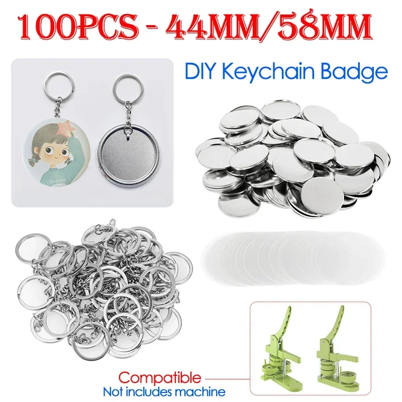 Button Badge Blank - 100 sztuk 44mm 58mm breloki do