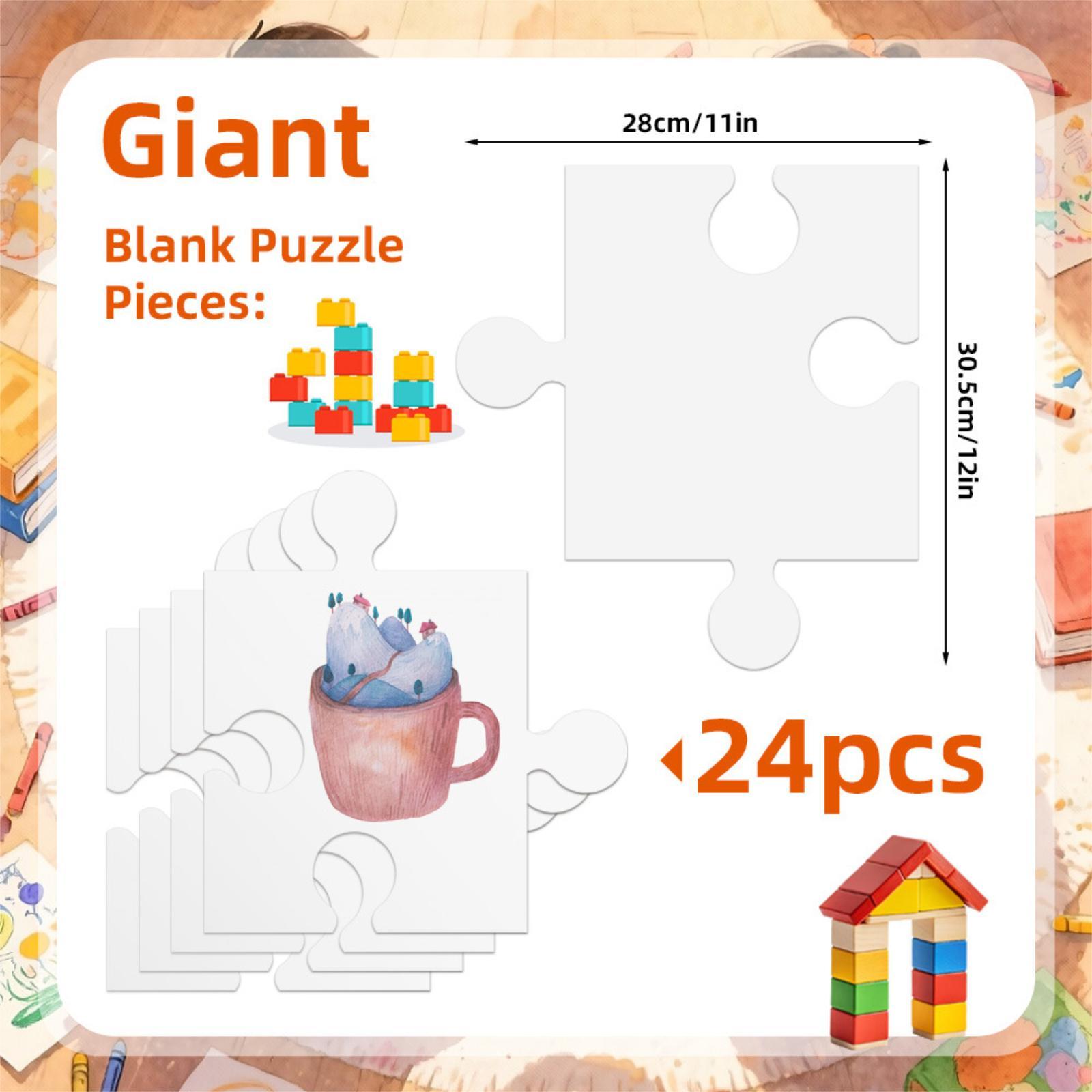 Puzzle Blank White - 24x Białe Kartonowe Puste Puzzle 30,5cmx28cm