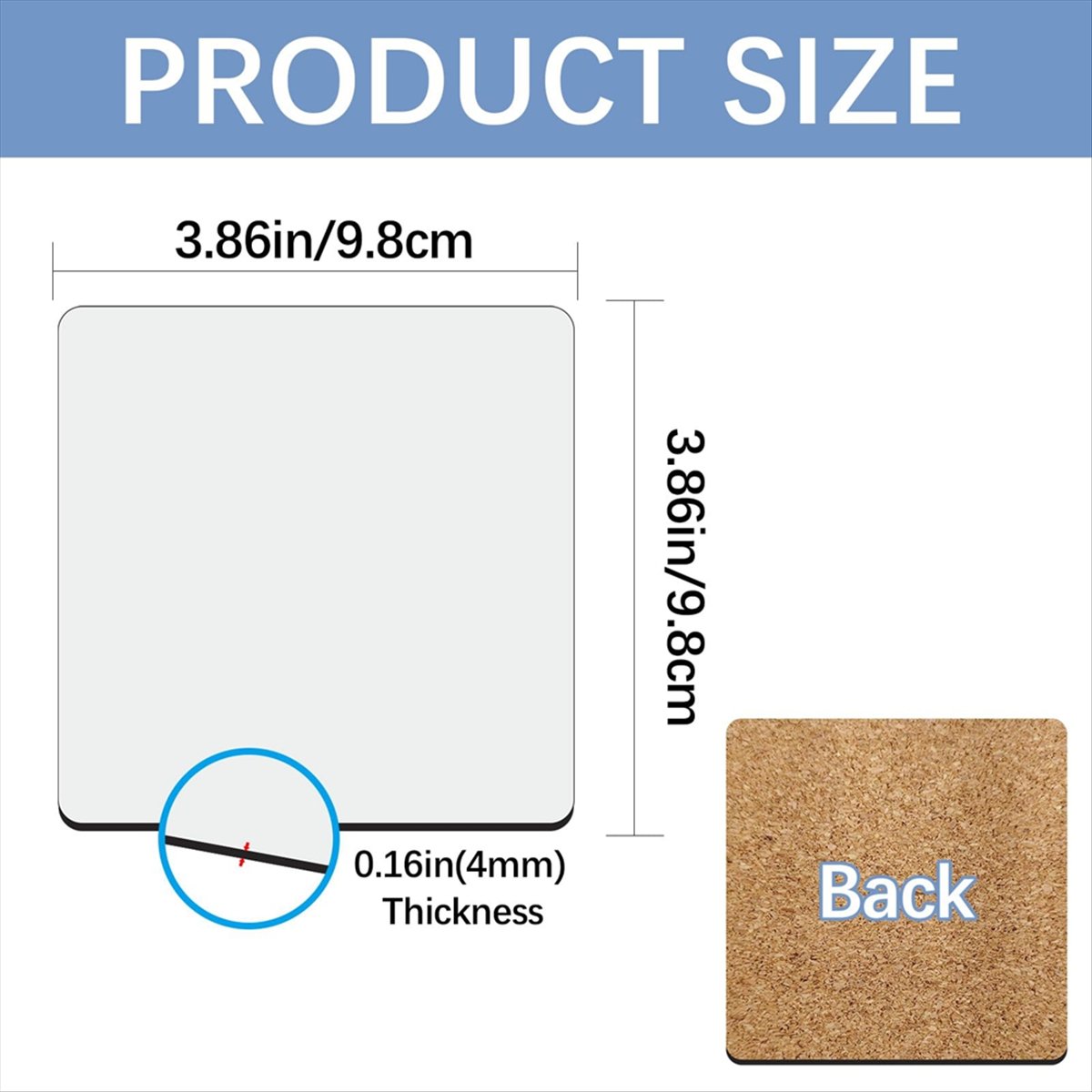 Coaster Sublimation Blank - ABYA 30 szt. Kwadratowych Podkładek do