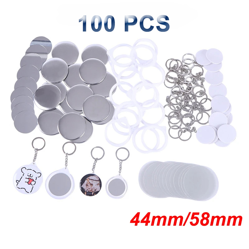 Button Badge Blank - Nowy 100PCS Brelok do kluczy Lustro